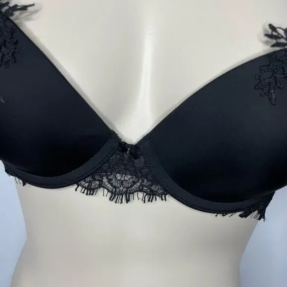 NEW Victoria's Secret Bra 34B Black Eyelash Lace Padded Lined Underwire Intimate - Picture 4 of 6